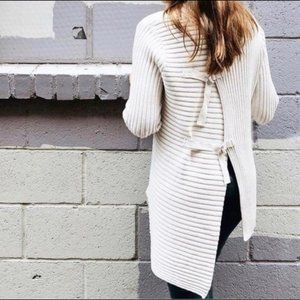 cabi D-Ring Split Back Sweater-Style #3363-Ivory-M